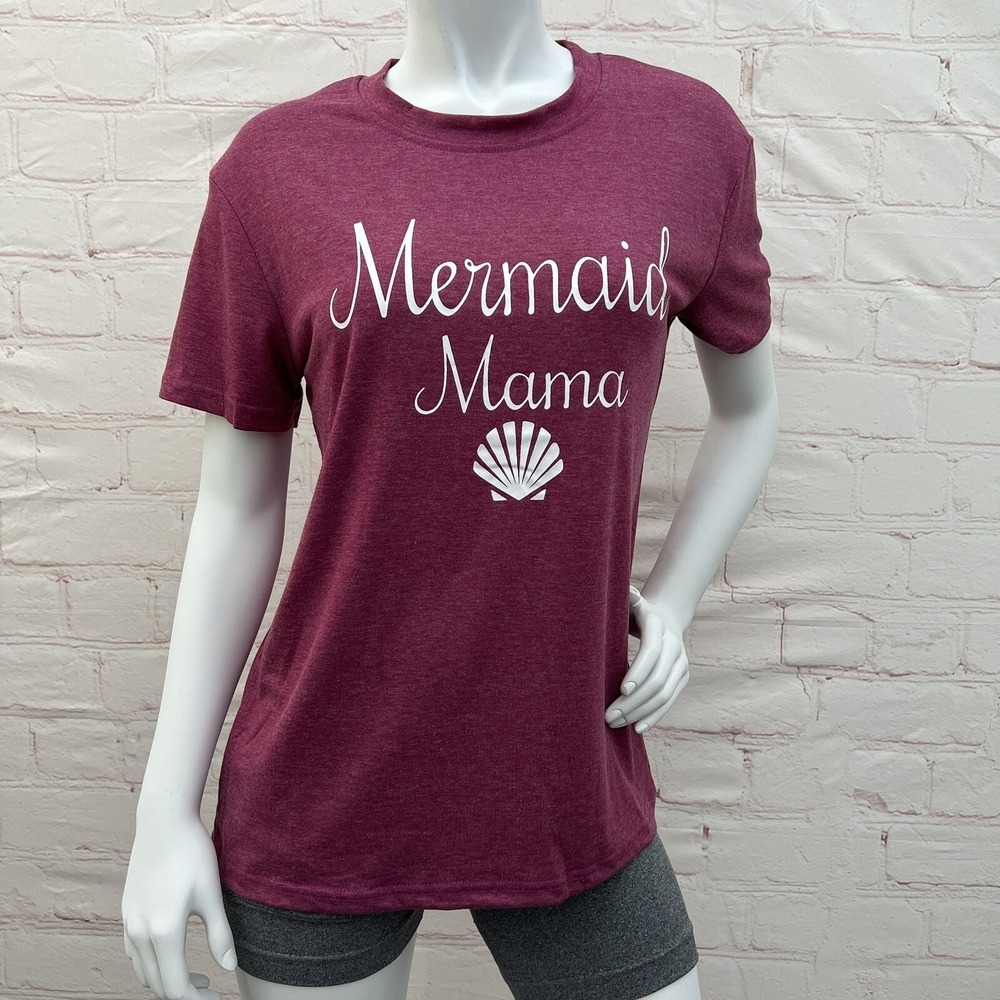 Womens Mermaid Mama Shirt Mermaid Shell Graphic Tee Mermaid Birthday Mom Shirt M